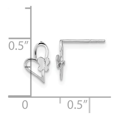14K White Gold Heart Butterfly Dangle Earrings – view 4