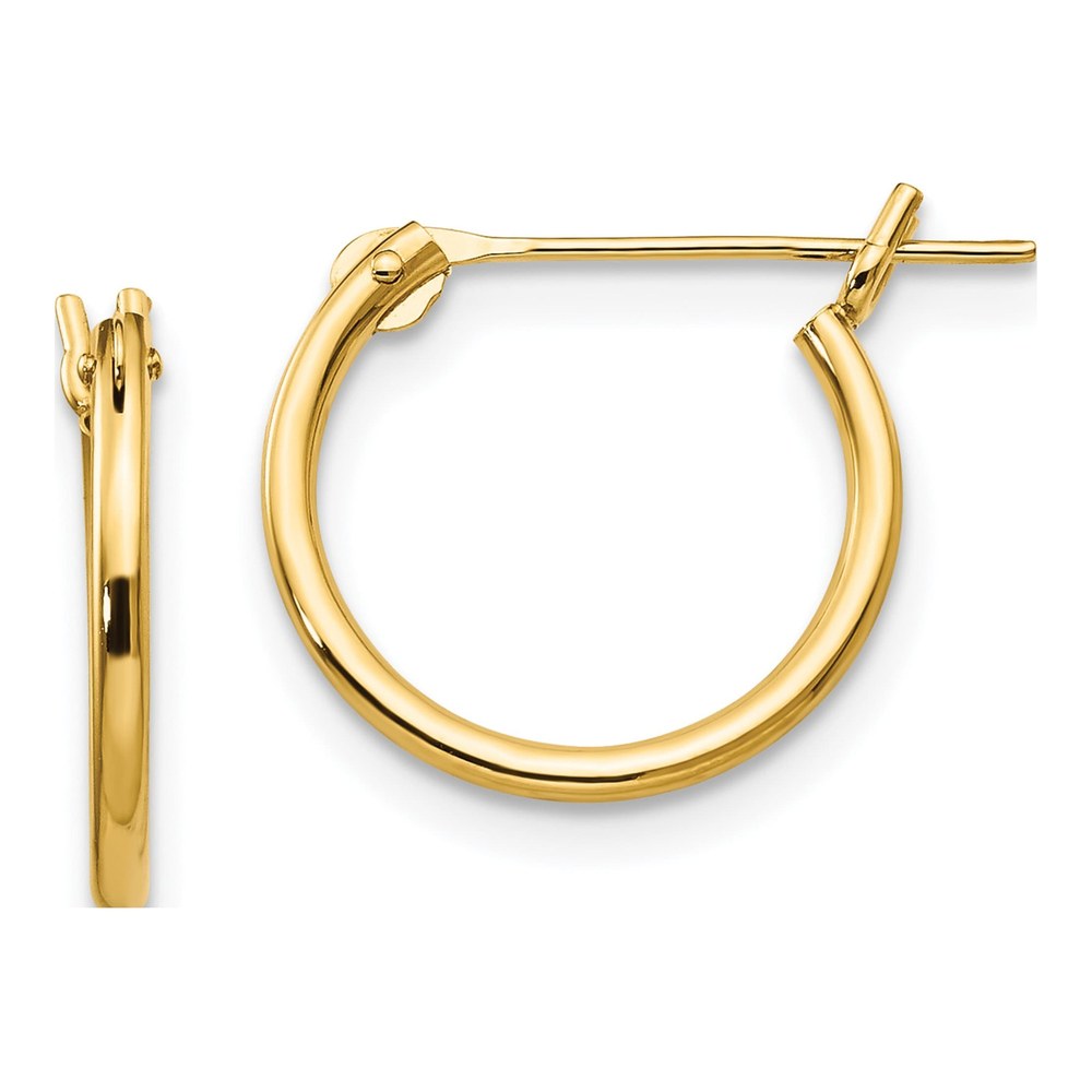 14K Yellow Gold 12mm Half Hoop Earrings