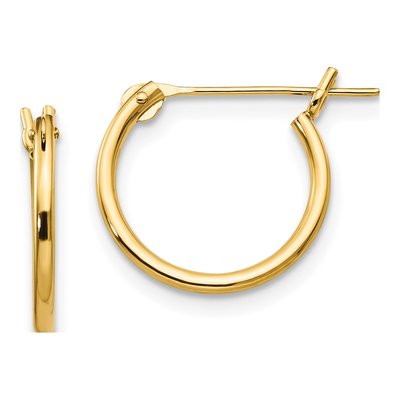 14K Yellow Gold 12mm Half Hoop Earrings