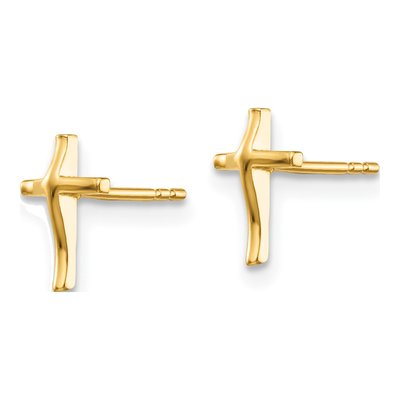 14K Yellow Gold Cross Stud Earrings – view 3