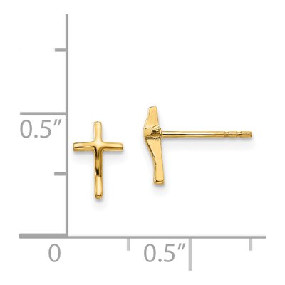 14K Yellow Gold Cross Stud Earrings – view 5