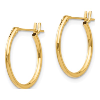 14K Yellow Gold 15mm Small Hoop Earrings – view 3