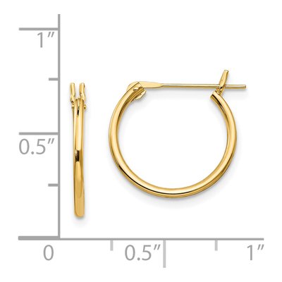14K Yellow Gold 15mm Small Hoop Earrings – view 5