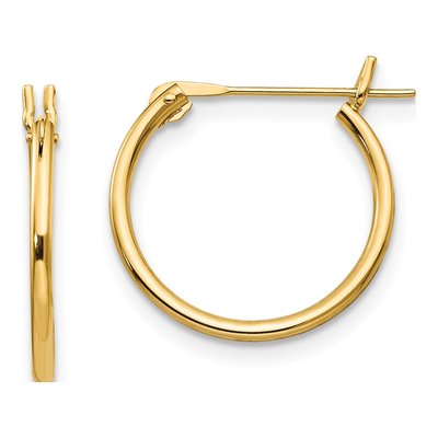 14K Yellow Gold 15mm Small Hoop Earrings