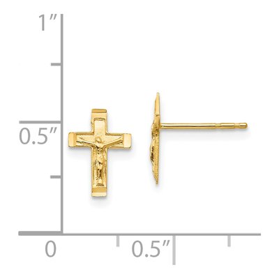 14K Yellow Gold Crucifix Stud Earrings – view 5