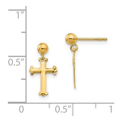 14K Yellow Gold Cross Dangle Earrings – view 5