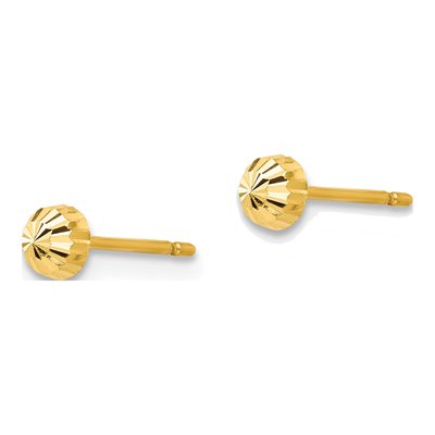14K Yellow Gold Diamond-Cut Half-Ball Stud Earrings – view 3