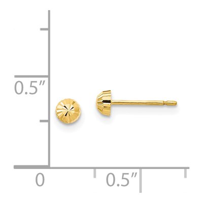 14K Yellow Gold Diamond-Cut Half-Ball Stud Earrings – view 5