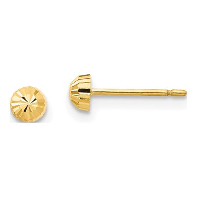 14K Yellow Gold Diamond-Cut Half-Ball Stud Earrings