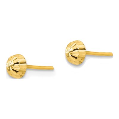 14K Yellow Gold Diamond-Cut Half-Ball Stud Earrings – view 3