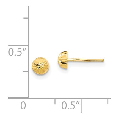 14K Yellow Gold Diamond-Cut Half-Ball Stud Earrings – view 5
