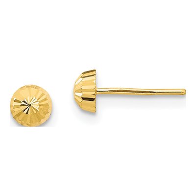 14K Yellow Gold Diamond-Cut Half-Ball Stud Earrings