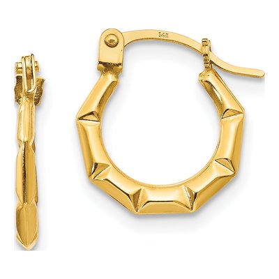 14K Yellow Gold 13mm Tiny Hoop Earrings