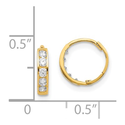 14K Yellow Gold 9mm CZ Huggie Hoop Earrings – view 5