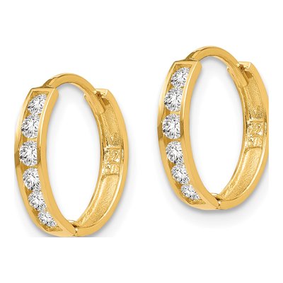 14K Yellow Gold 11mm CZ Huggie Hoop Earrings – view 3