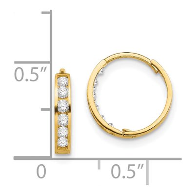 14K Yellow Gold 11mm CZ Huggie Hoop Earrings – view 5
