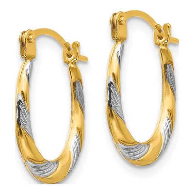 14K Yellow Gold 15mm Twist Oval Hoop Earrings – view 3