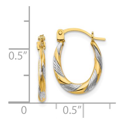 14K Yellow Gold 15mm Twist Oval Hoop Earrings – view 5