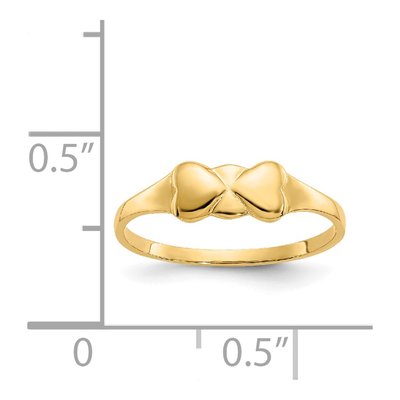 14K Yellow Gold Two Hearts Baby Ring – view 5