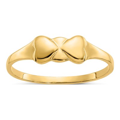 14K Yellow Gold Two Hearts Baby Ring