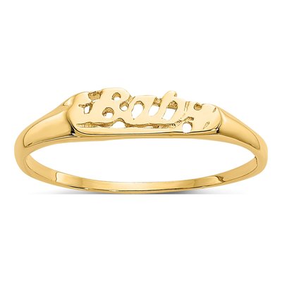 14K Yellow Gold Baby Script Ring