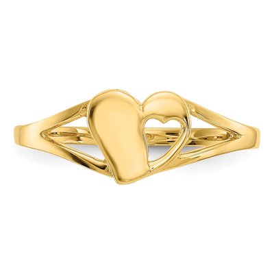 14K Yellow Gold Heart Baby Ring – view 4