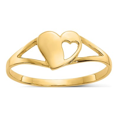 14K Yellow Gold Heart Baby Ring