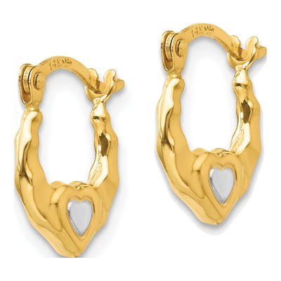 14K Yellow Gold 12mm Heart Hoop Earrings – view 3