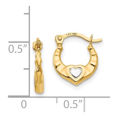 14K Yellow Gold 12mm Heart Hoop Earrings – view 5