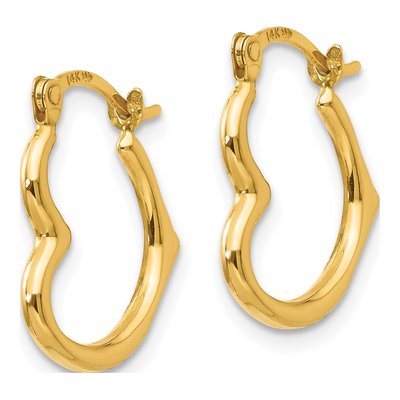 14K Yellow Gold 16mm Heart Hoop Earrings – view 3