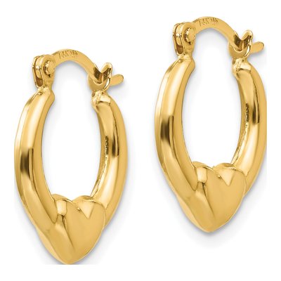 14K Yellow Gold 15mm Hollow Heart Hoop Earrings – view 3