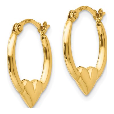 14K Yellow Gold 16mm Heart Hoop Earrings – view 3