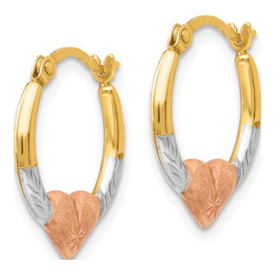 14K Yellow Gold 16mm Heart Hoop Earrings – view 3
