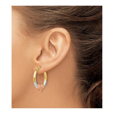 14K Yellow Gold 16mm Heart Hoop Earrings – view 4