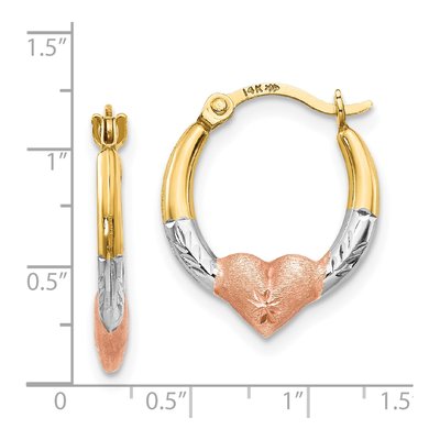 14K Yellow Gold 16mm Heart Hoop Earrings – view 5