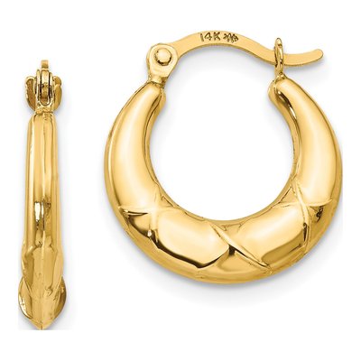 14K Yellow Gold 15mm Hoop Earrings