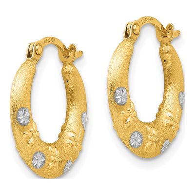 14K Yellow Gold 15mm Diamond-Cut Hoop Earrings – view 3