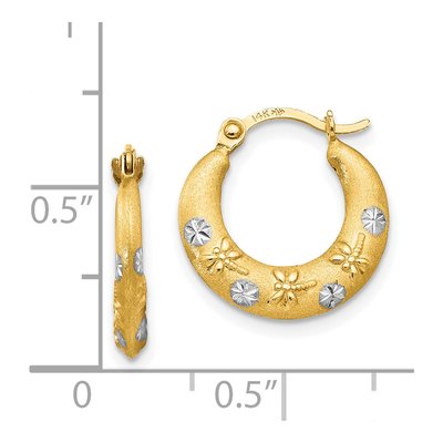 14K Yellow Gold 15mm Diamond-Cut Hoop Earrings – view 5