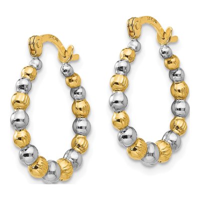 14K Yellow Gold 18mm Beaded Hoop Earrings – view 3