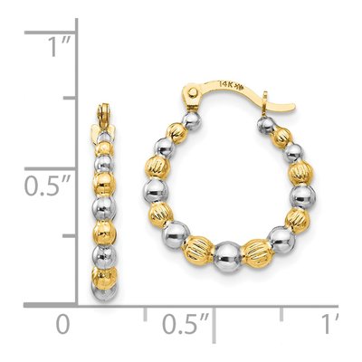14K Yellow Gold 18mm Beaded Hoop Earrings – view 5