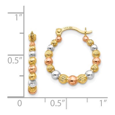 14K Yellow Gold 18mm Beaded Hoop Earrings – view 5