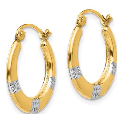 14K Yellow Gold 18mm Diamond-Cut Flower Hoop Earrings – view 3