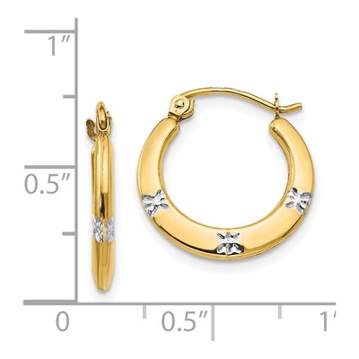 14K Yellow Gold 18mm Diamond-Cut Flower Hoop Earrings – view 5