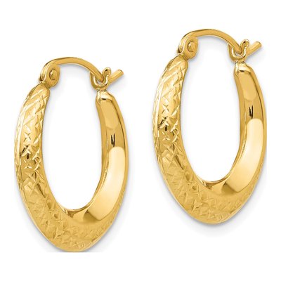 14K Yellow Gold 19mm Textured Hoop Earrings – view 3
