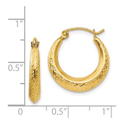 14K Yellow Gold 19mm Textured Hoop Earrings – view 5