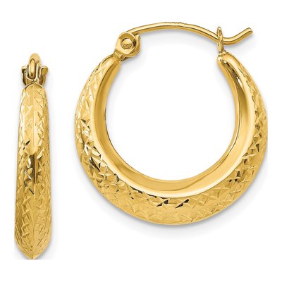 14K Yellow Gold 19mm Textured Hoop Earrings