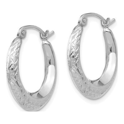 14K White Gold 19mm Textured Hoop Earrings – view 2