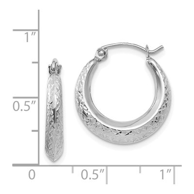 14K White Gold 19mm Textured Hoop Earrings – view 4