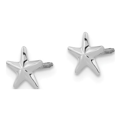 14K White Gold Star Screwback Stud Earrings – view 3