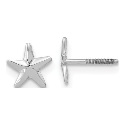 14K White Gold Star Screwback Stud Earrings